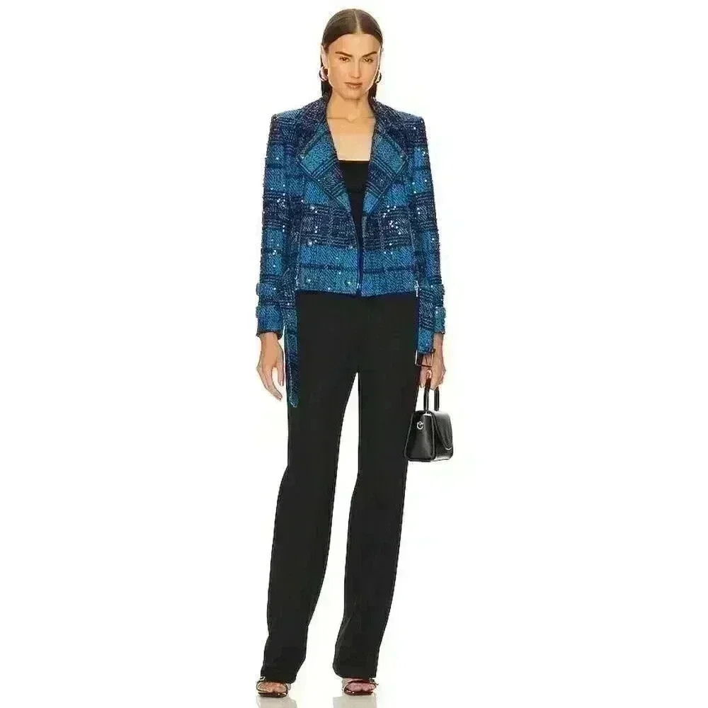 L’Agence Billie Jacket in Cobalt Multi Tweed Sz XS/T New Without Tags